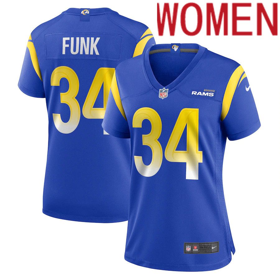 Women Los Angeles Rams #34 Jake Funk Nike Royal Game Player NFL Jersey->women nfl jersey->Women Jersey